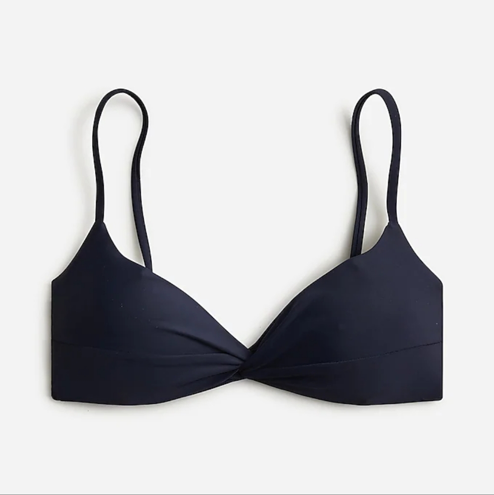 J.Crew Twist Front Moderate Coverage Bikini Top, Large, Blue